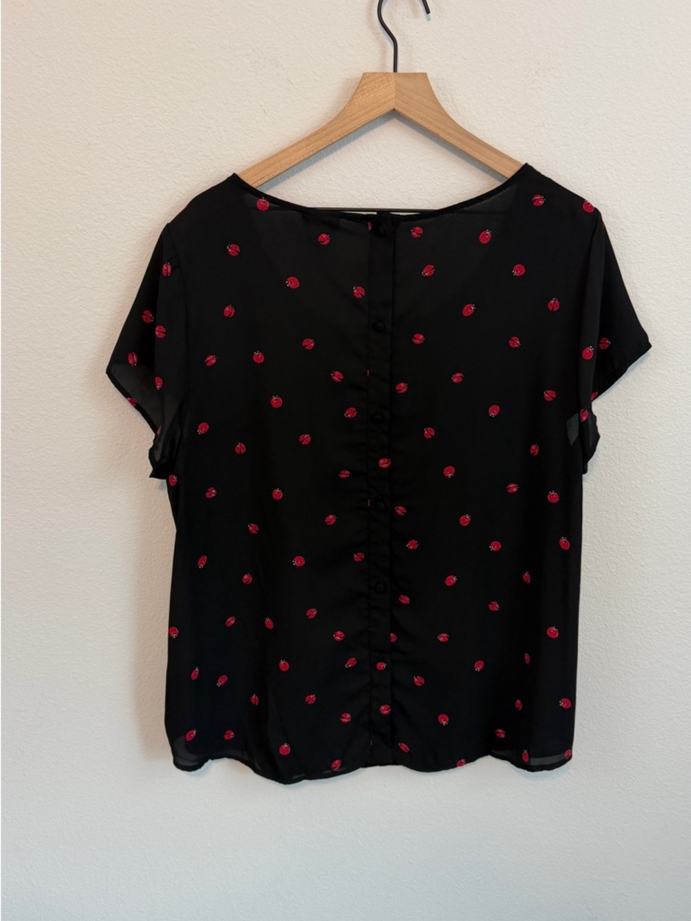 torrid Black Blouse with Red Ladybug Print - Picture 3 of 5